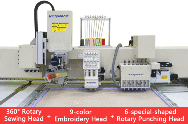 Richpeace Automatic Perforation(special-hole) +Embroidery+Sewing (rotating head) Machine - Image 2