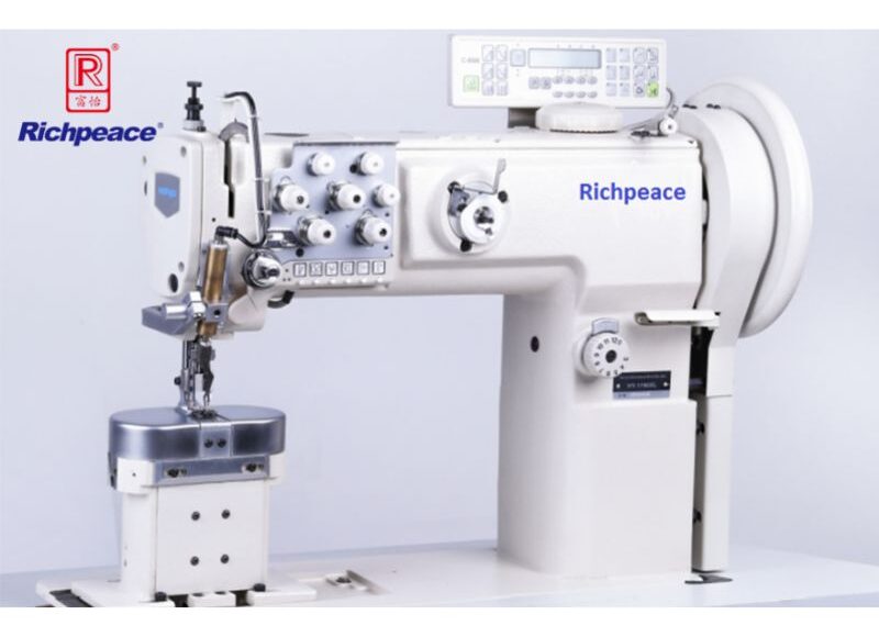 Richpeace Extra Large Hook Post Bed Double Needle Compound Feed Sewing Machine
